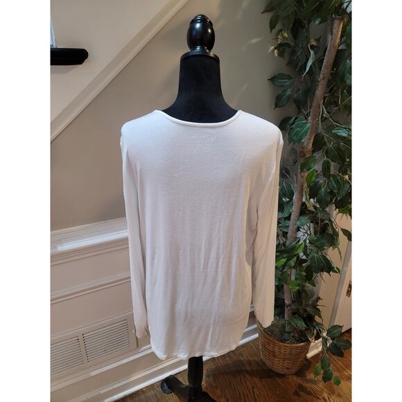 Chicos Top Women's Size L White Stretch Rayon Spandex Long Sleeve Knit Blouse - Picture 7 of 12